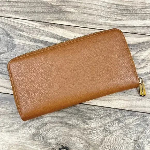 Michael Kors Large Luggage Tan Pebbled Leather Zip Around Wallet - Picture 4 of 12